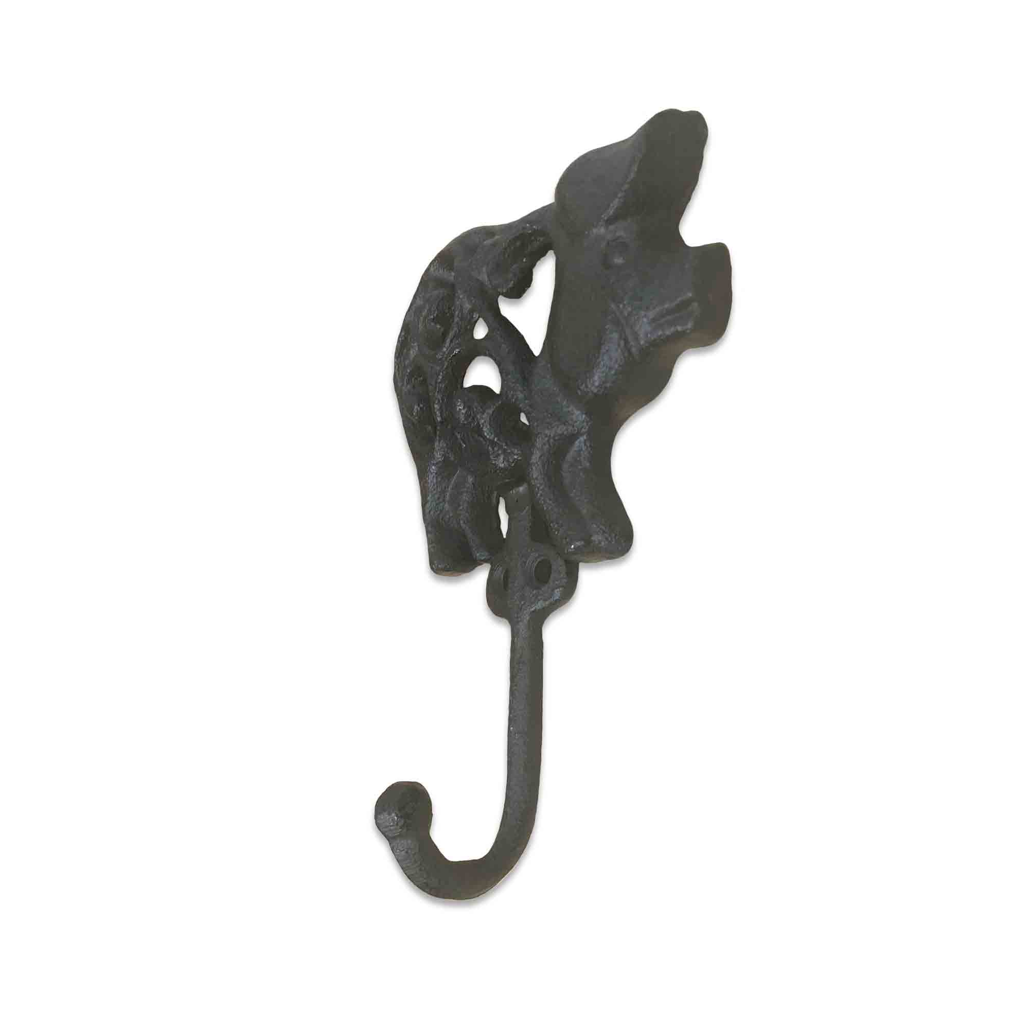 Cast Iron Pig Wall Hook with a cutout design
