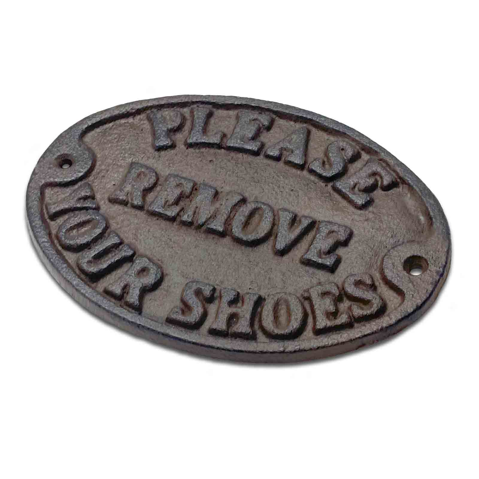 Please Remove Your Shoes Cast Iron Metal Sign