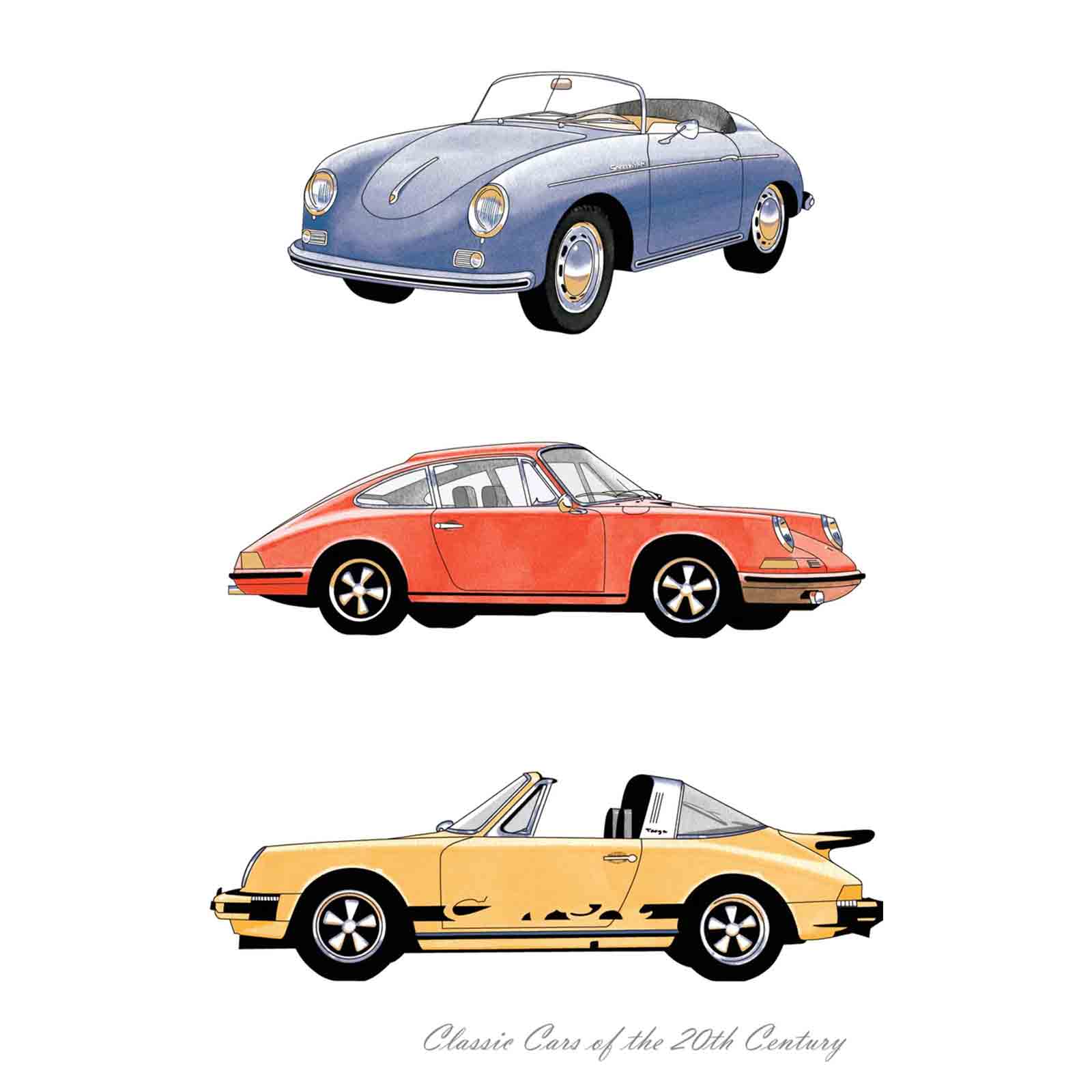 Porsche - Classic Cars 100% Cotton Tea Towel