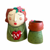 Allen Designs Resin Planters - Teacher Planter facing front, Baby Teacher Planter back facking