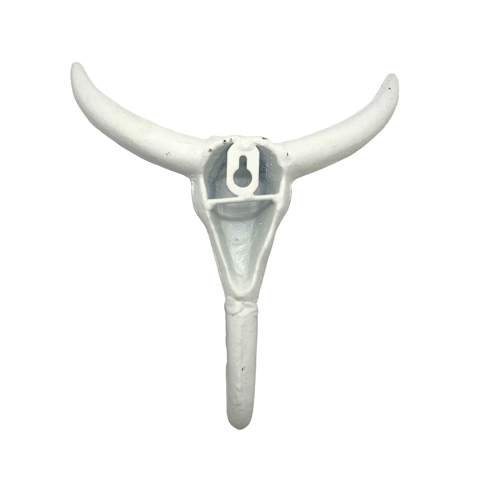 Rustic White Metal Skull Wall Hook - Back of Hook