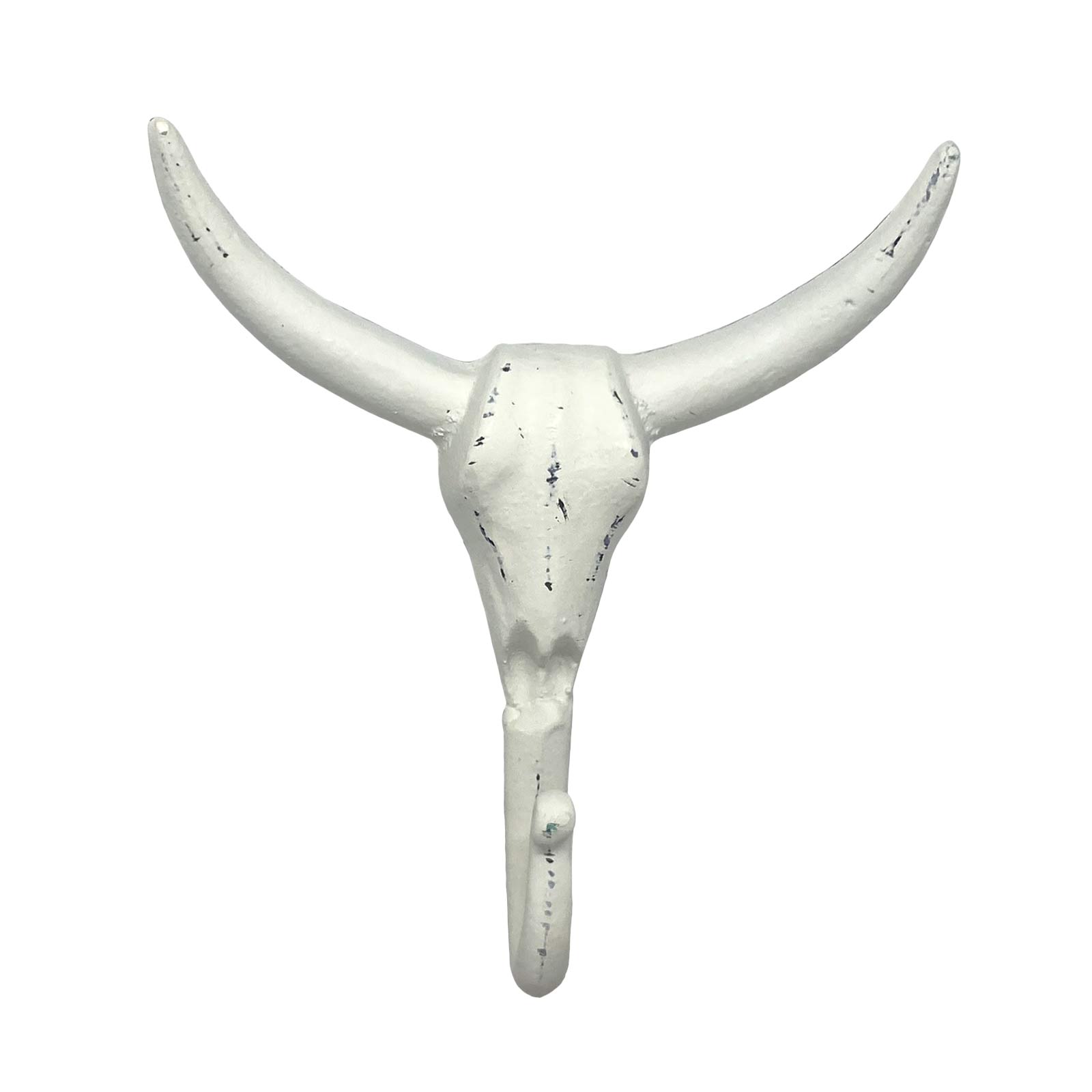 Rustic White Metal Skull Wall Hook