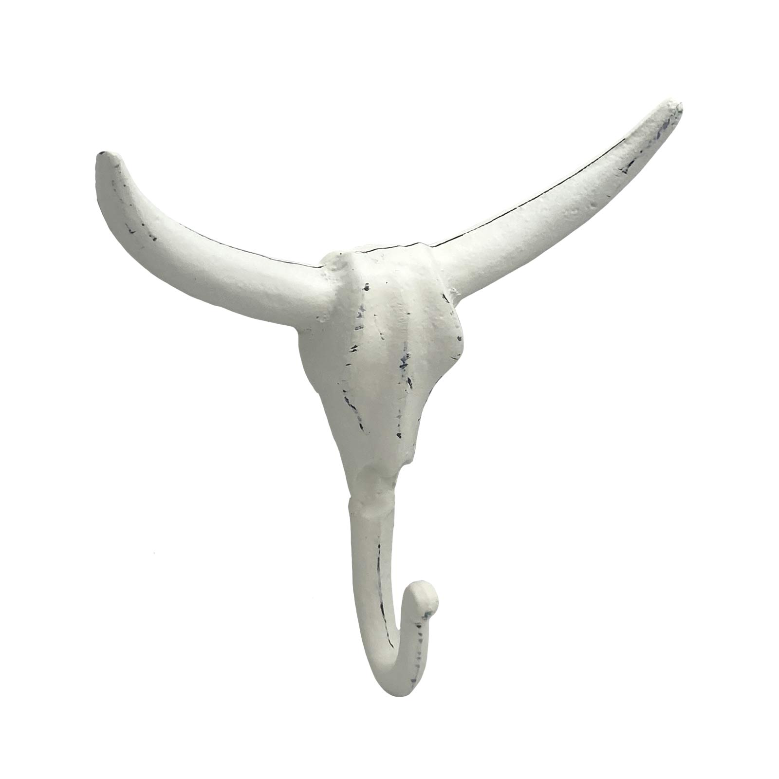 Rustic White Metal Skull Wall Hook
