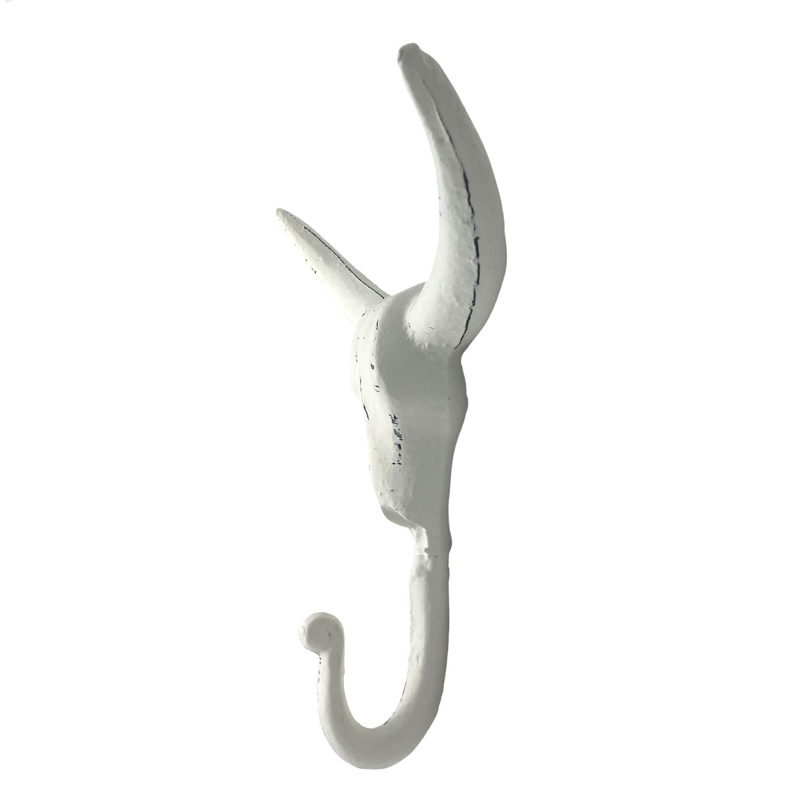 Rustic White Metal Skull Wall Hook