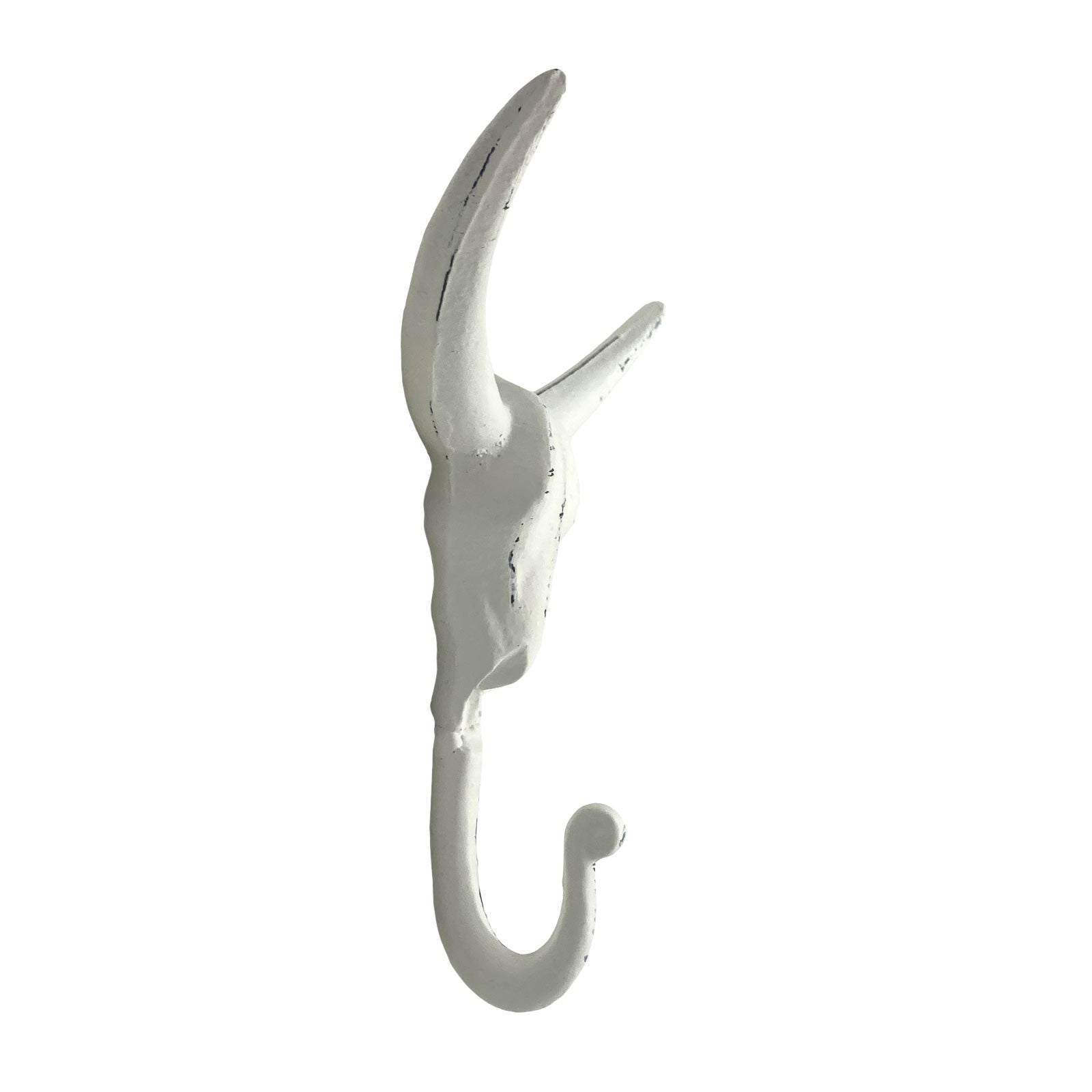 Rustic White Metal Skull Wall Hook
