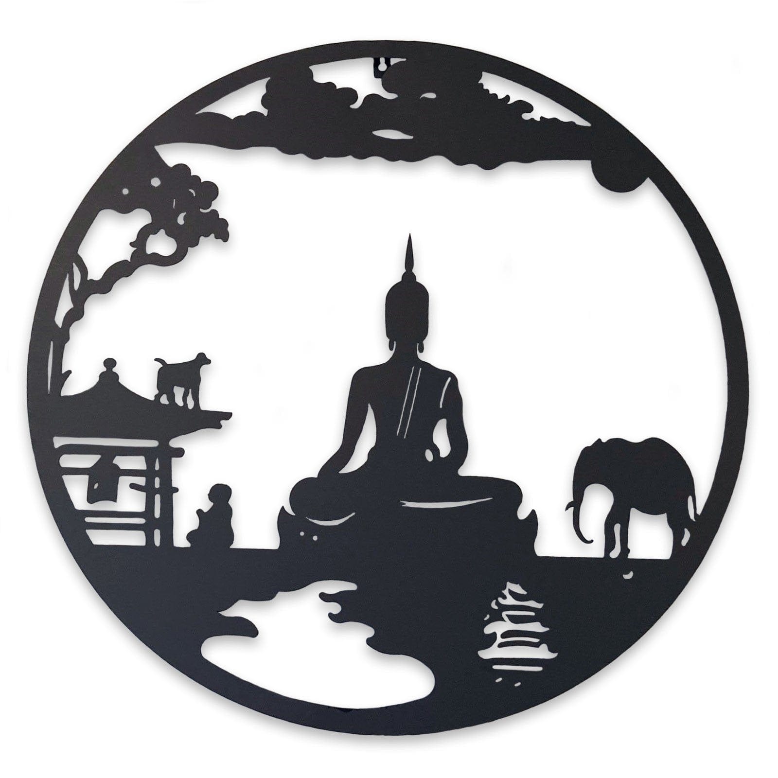 60cm Buddha Round Outdoor Wall Decor - Hello Homewares