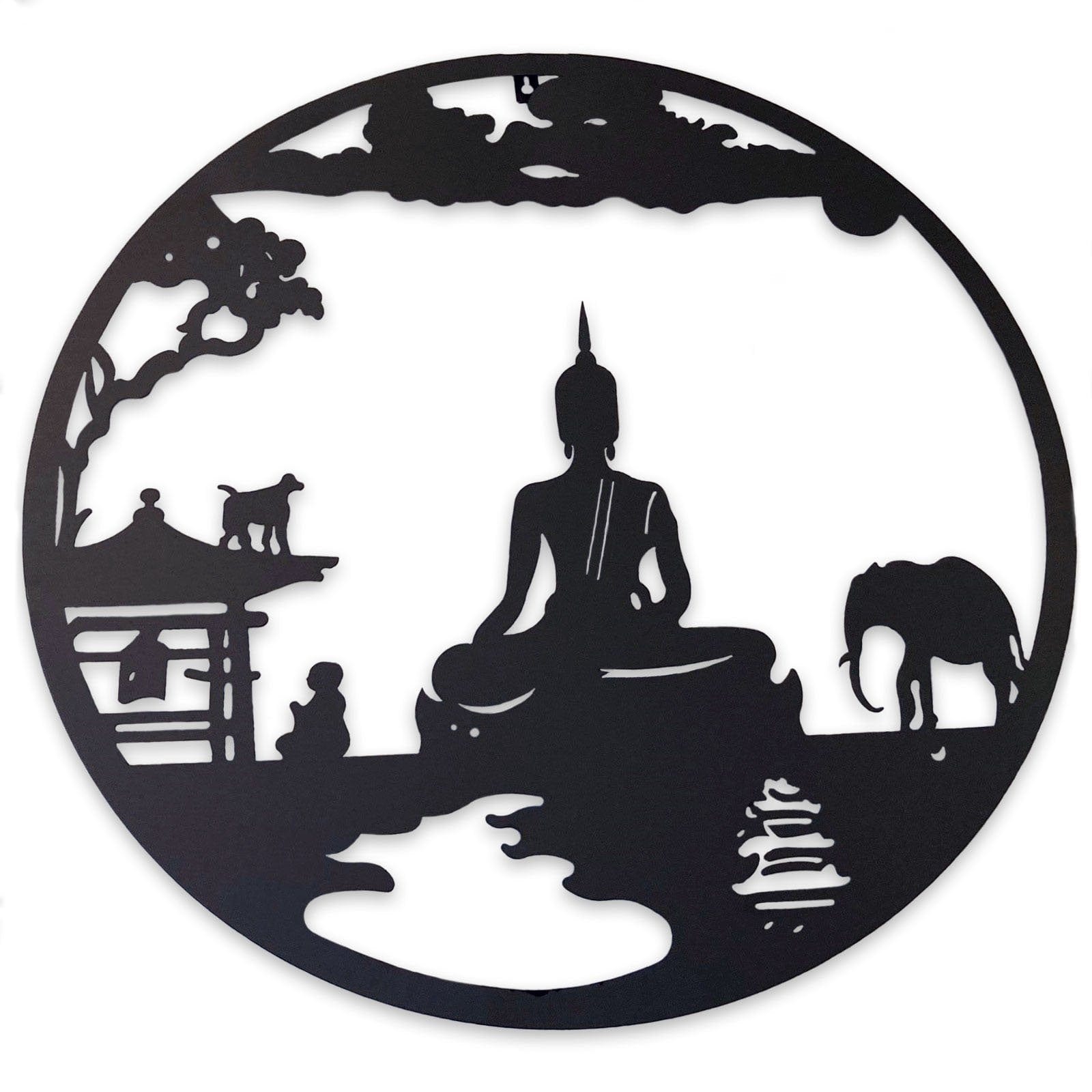 60cm Buddha Round Outdoor Wall Decor - Hello Homewares