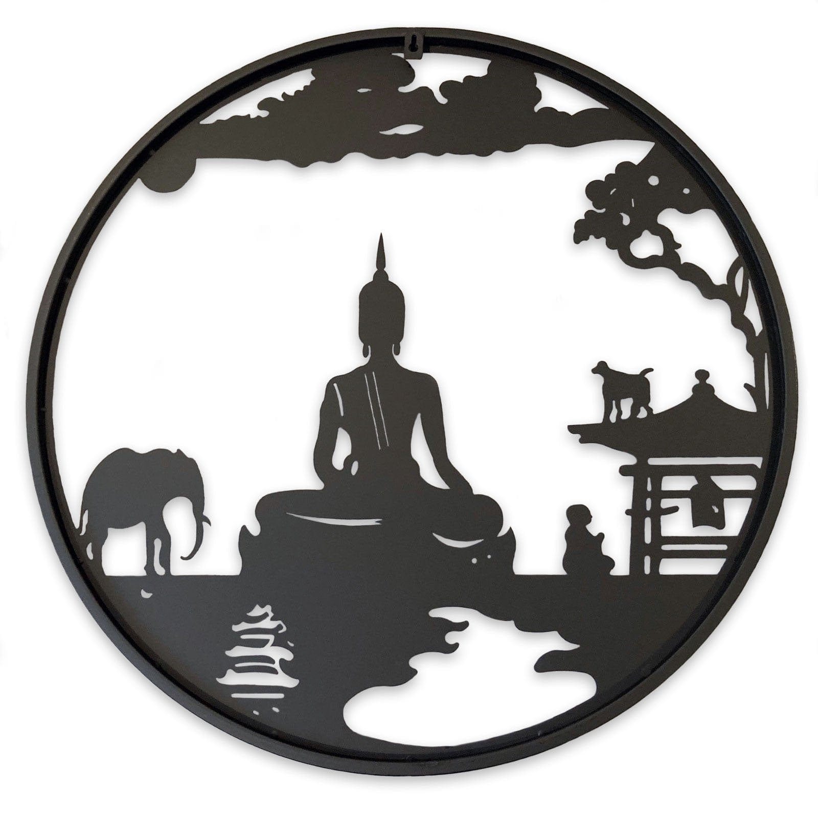 60cm Buddha Round Outdoor Wall Decor - Hello Homewares