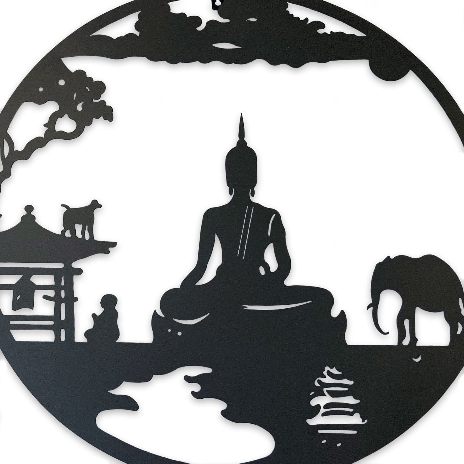 60cm Buddha Round Outdoor Wall Decor - Hello Homewares