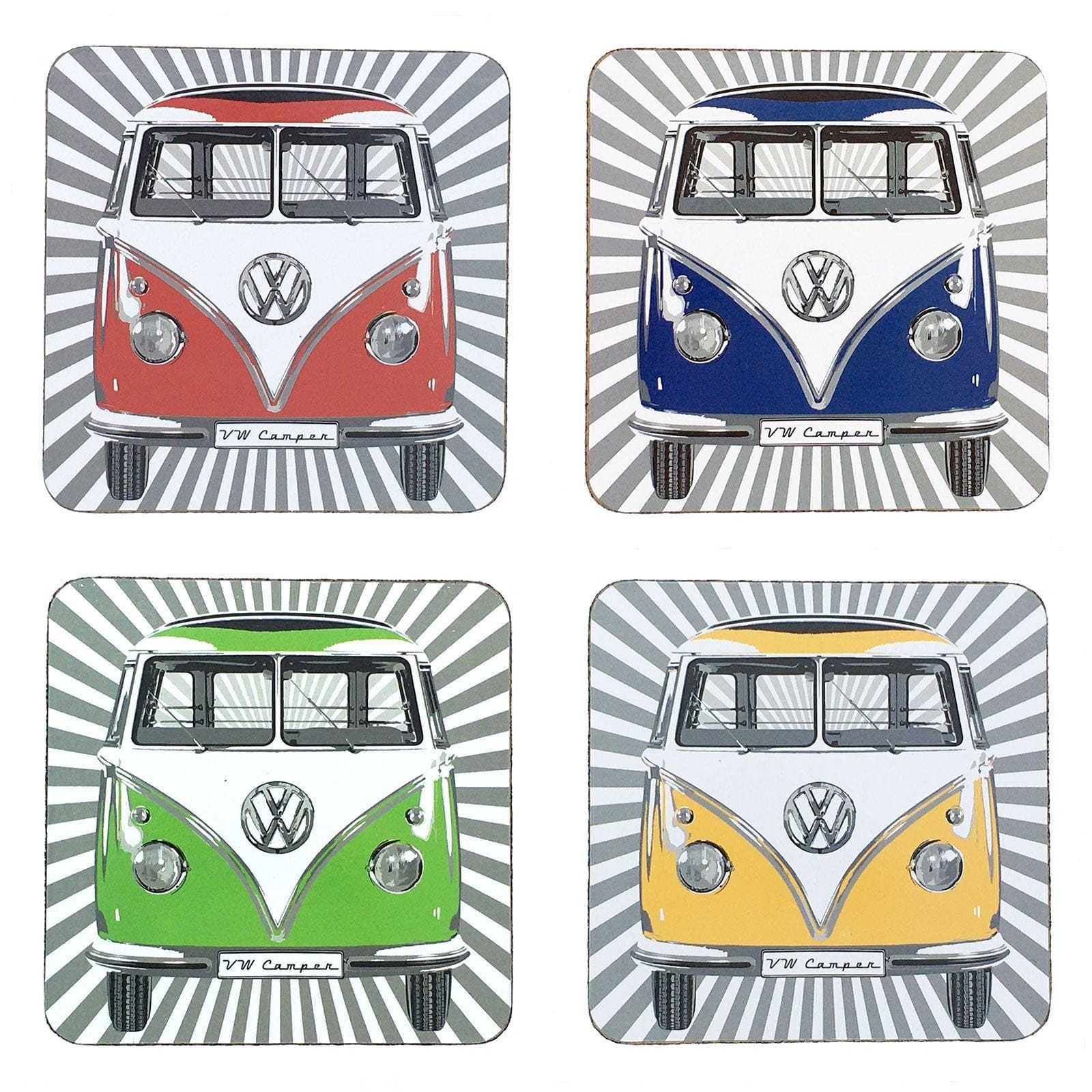 VW T1 Bus Coasters - Stripes - Set of 4.