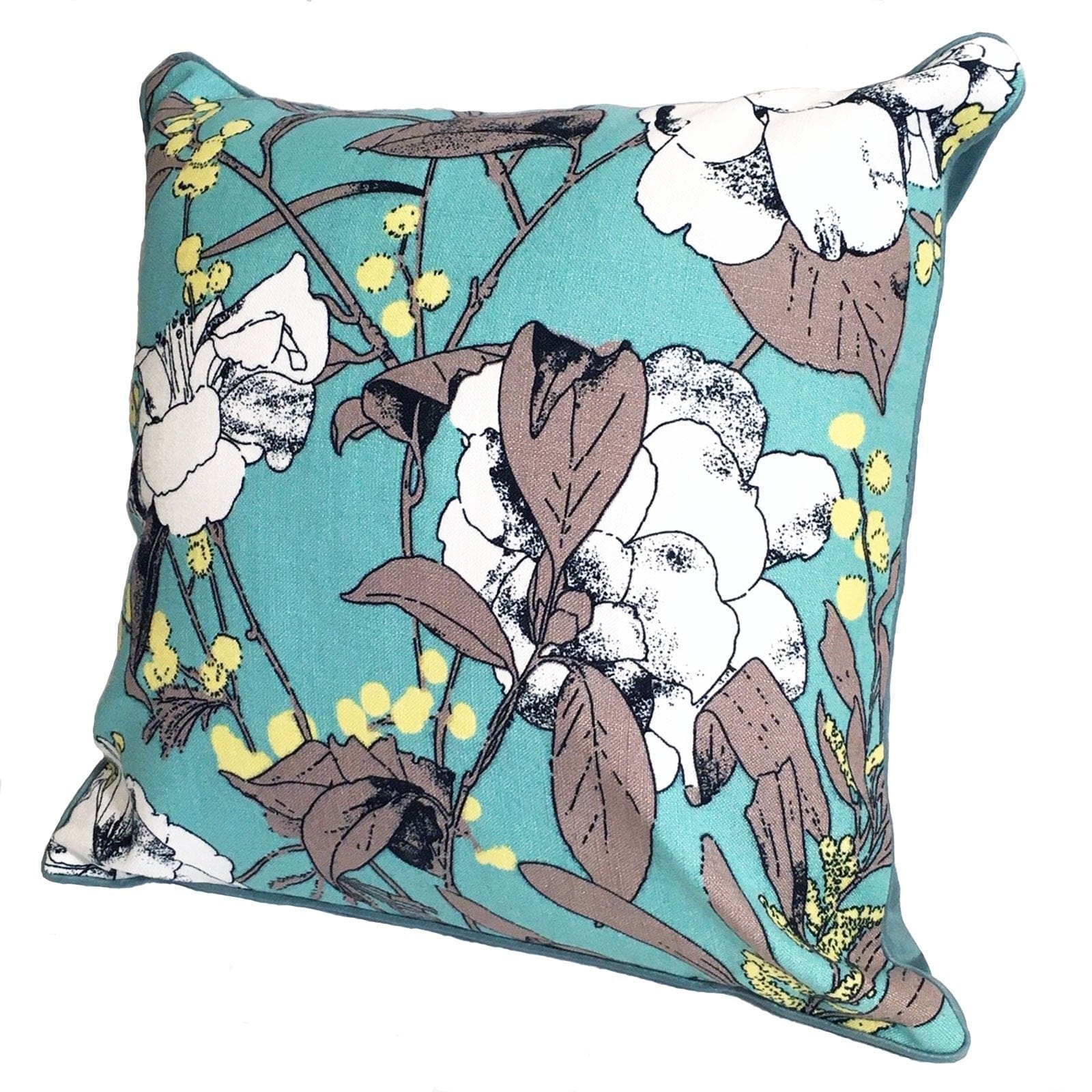 Aqua Floral Cushion - 45cm.