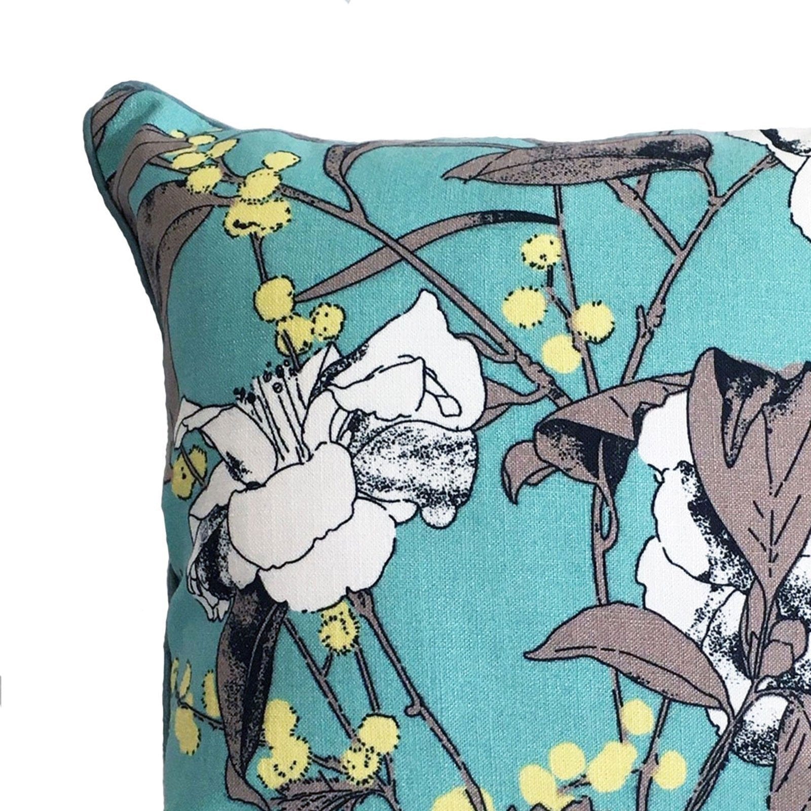Aqua Floral Cushion - 45cm.