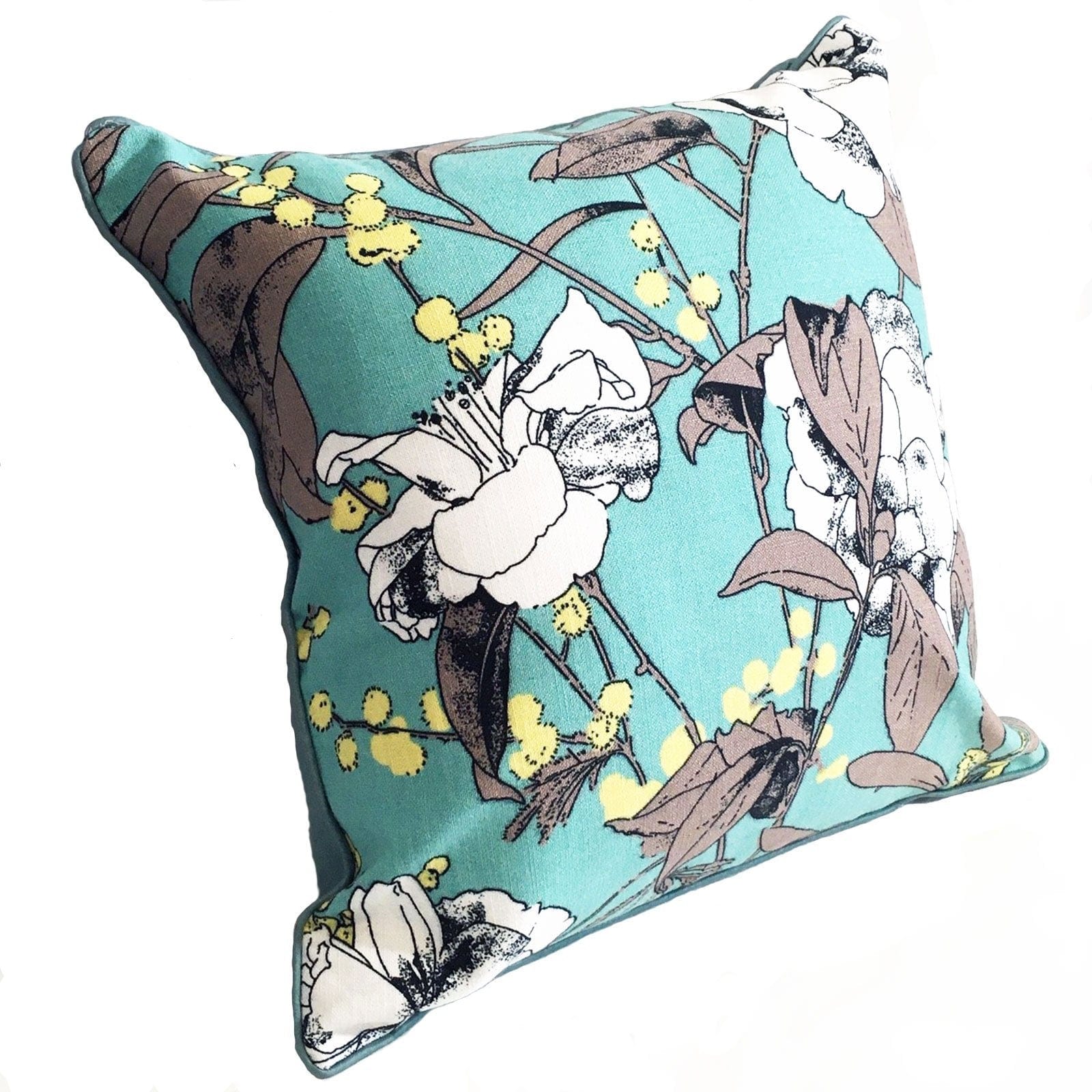 Aqua Floral Cushion - 45cm.