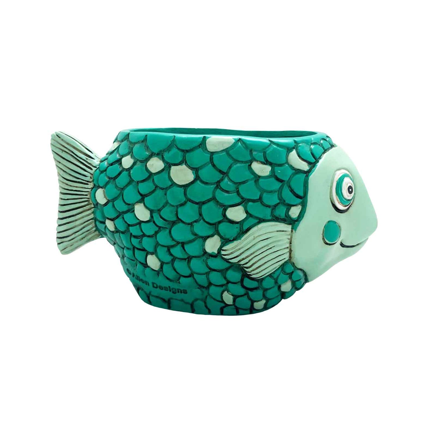 Baby Teal Fish Planter Pot Holder Allen Designs
