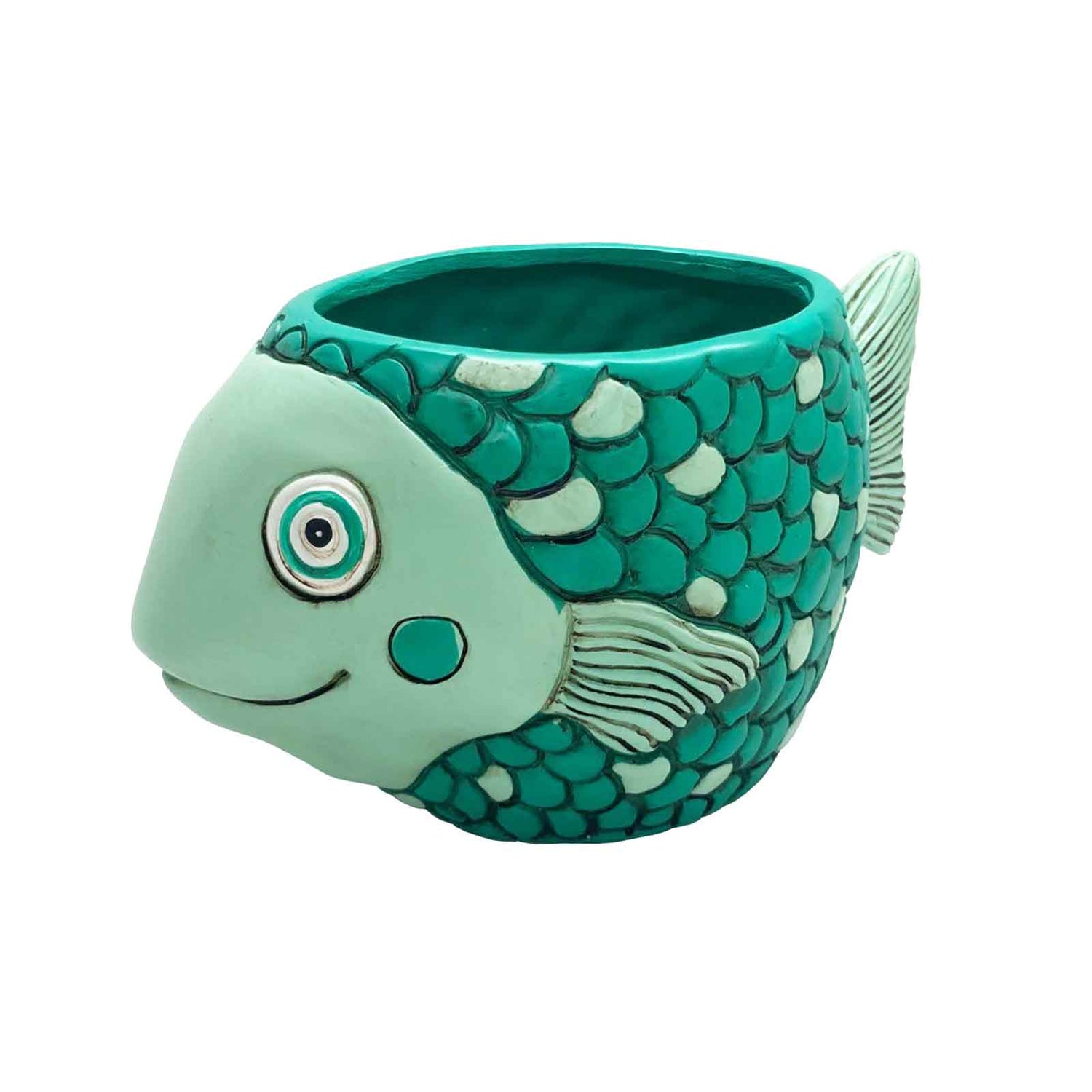 Baby Teal Fish Planter Pot Holder Allen Designs