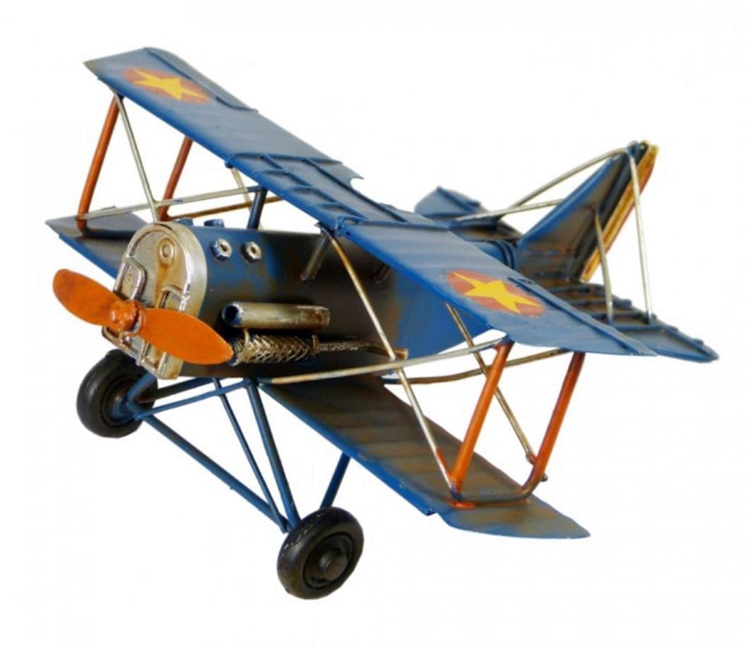 Bi-Wing Vintage Style Metal Plane.