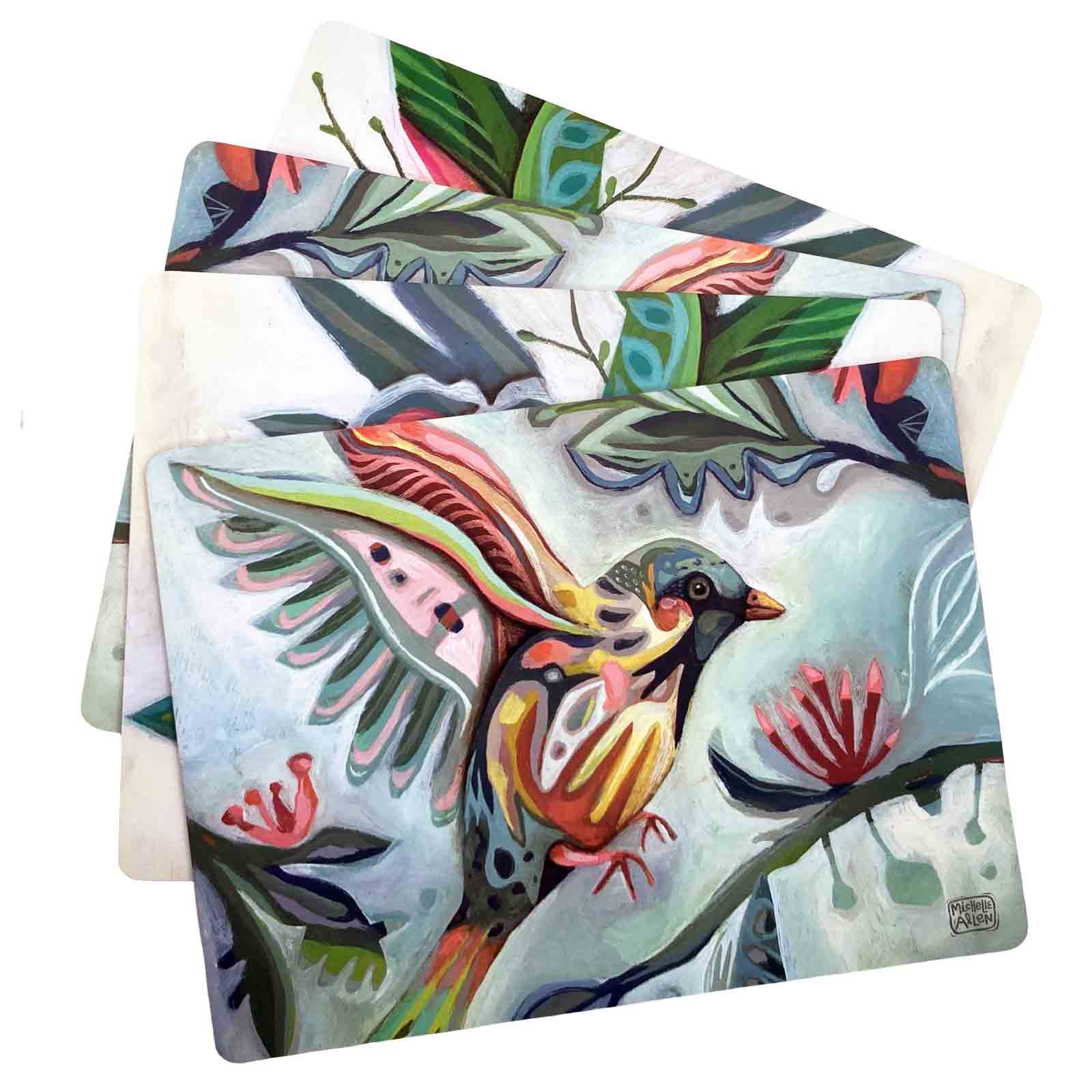 Bird Flower Placemats Set of 4 Allen Designs