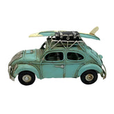 Blue Tin Bug with Surfboard / Luggage