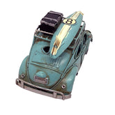 Blue Tin Bug with Surfboard / Luggage