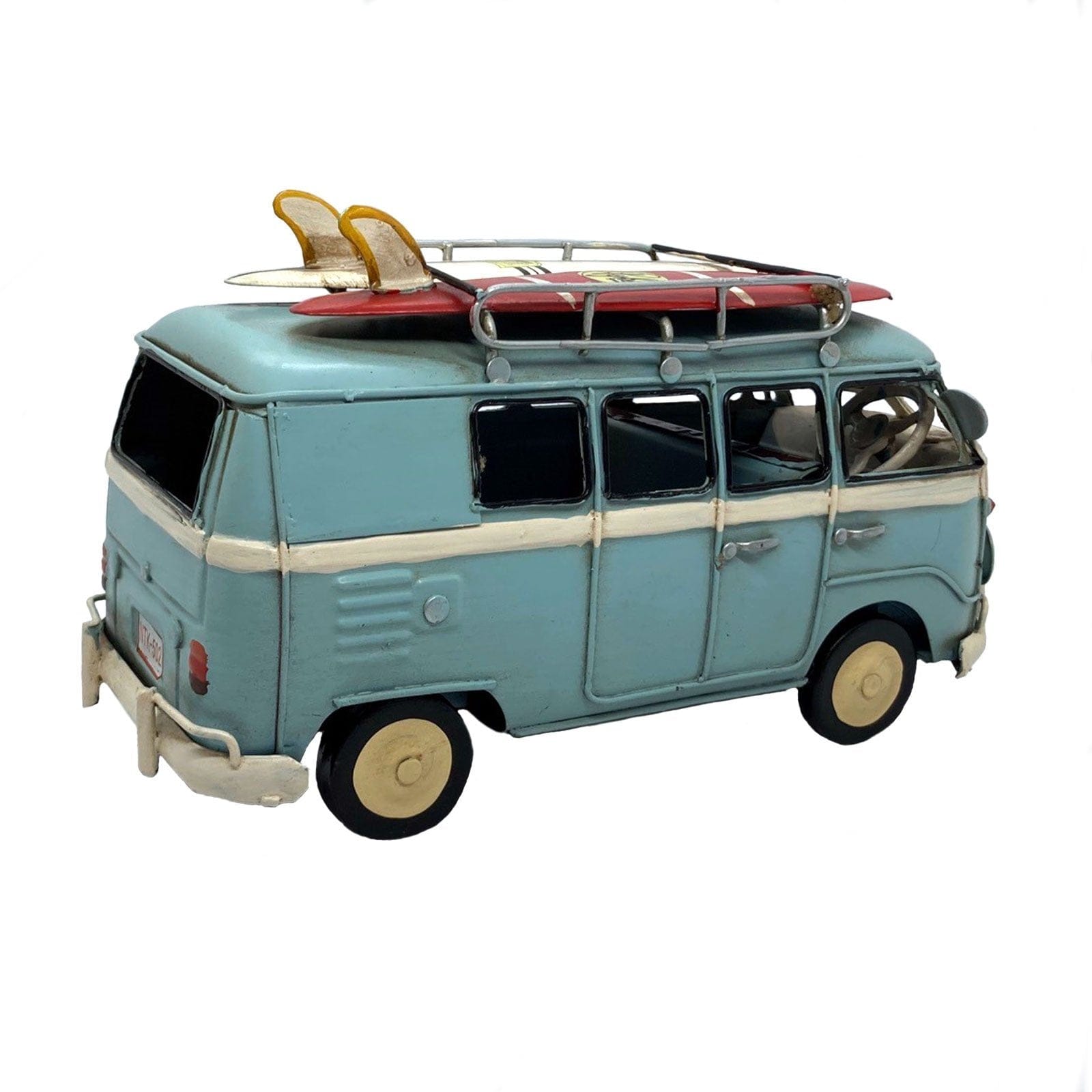 Blue VW Kombi with Surfboards