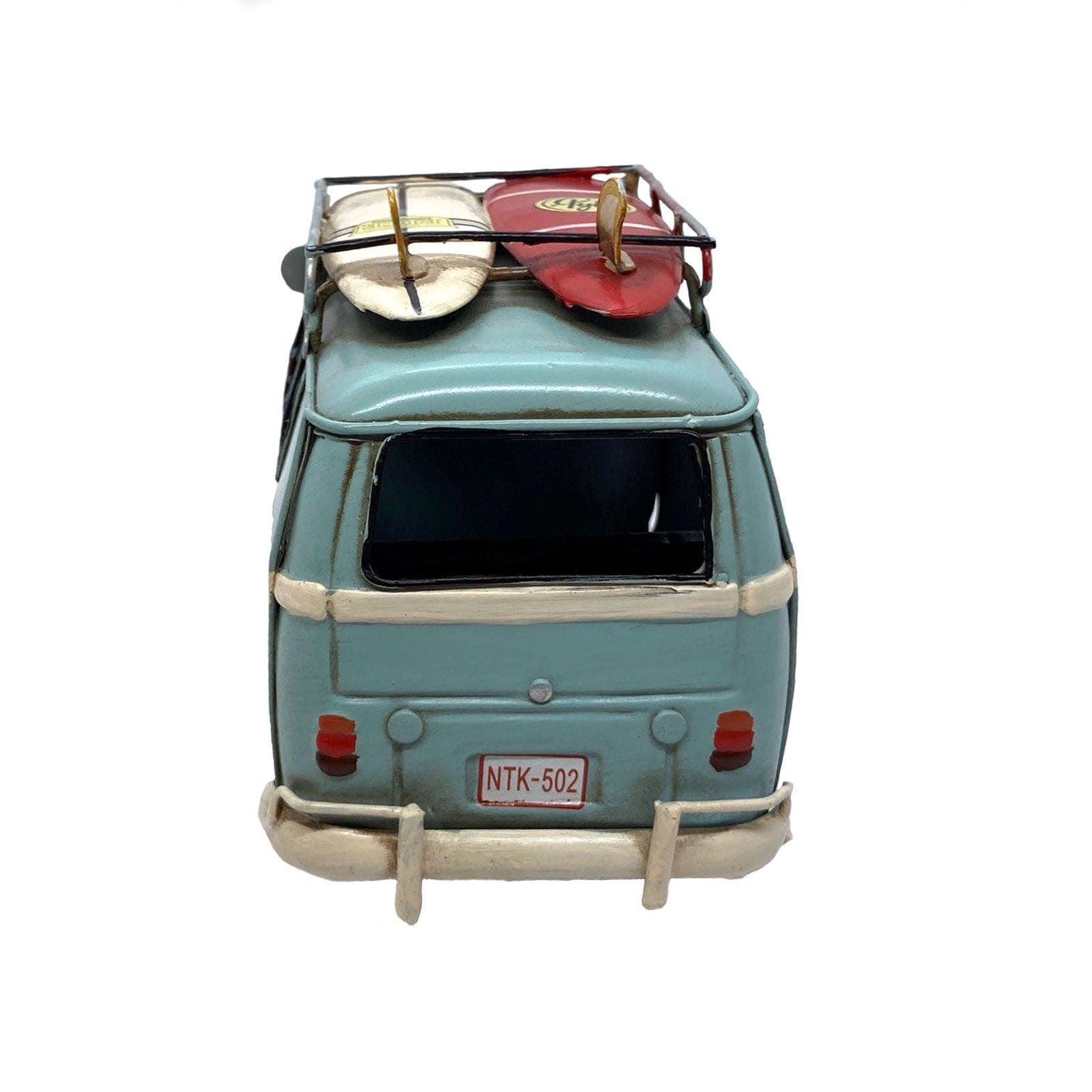 Blue VW Kombi with Surfboards
