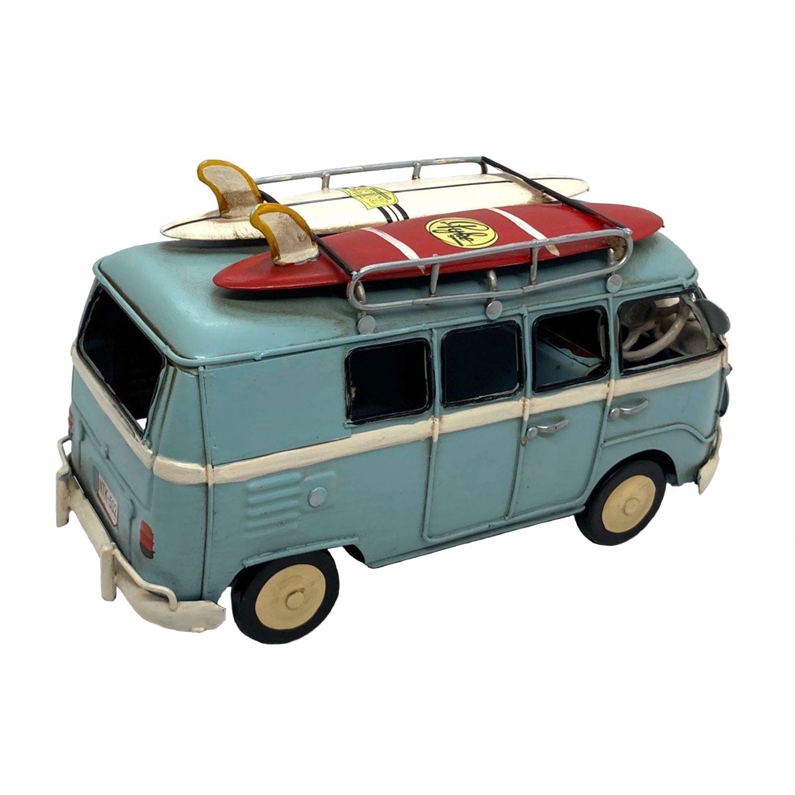 Blue VW Kombi with Surfboards