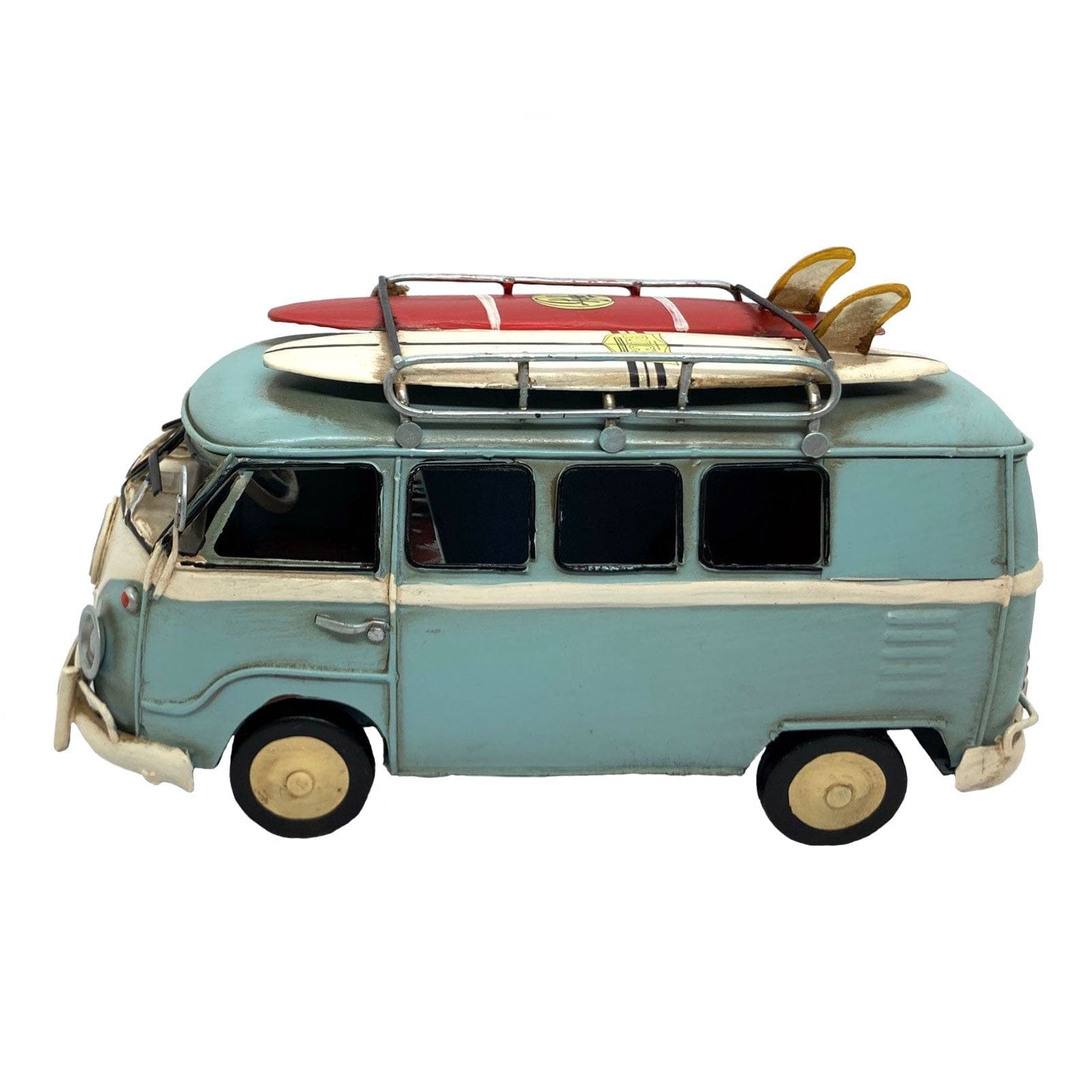 Blue VW Kombi with Surfboards