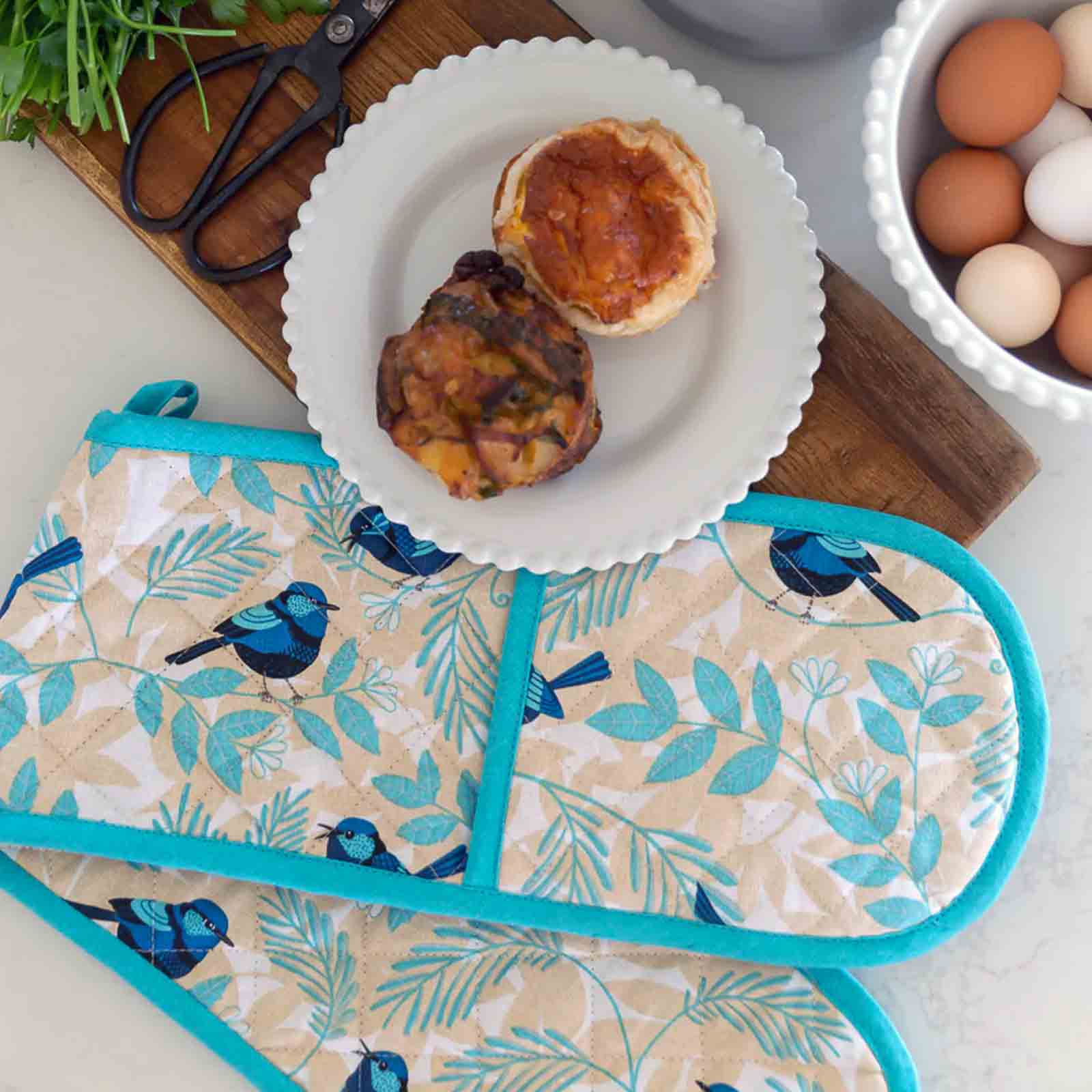 Blue Wren 100% Cotton Double Oven Glove