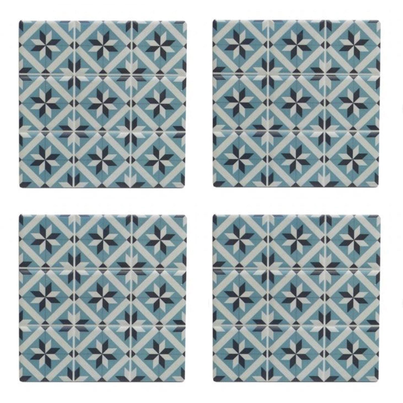 Blue / Grey Moroccan Tile Coasters - Set of 4.