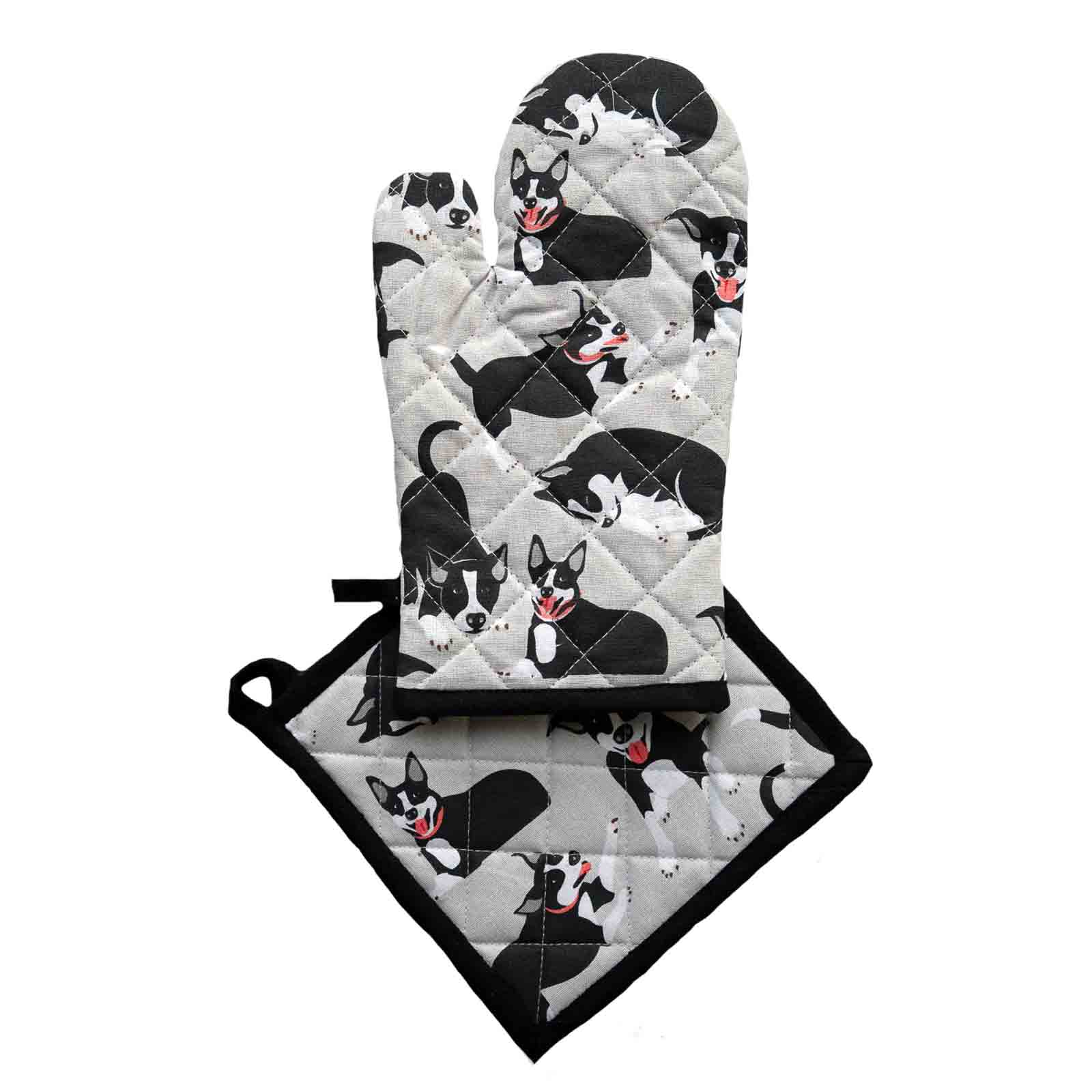 Farm Dogs 100% Cotton Oven Glove and Pot Holder