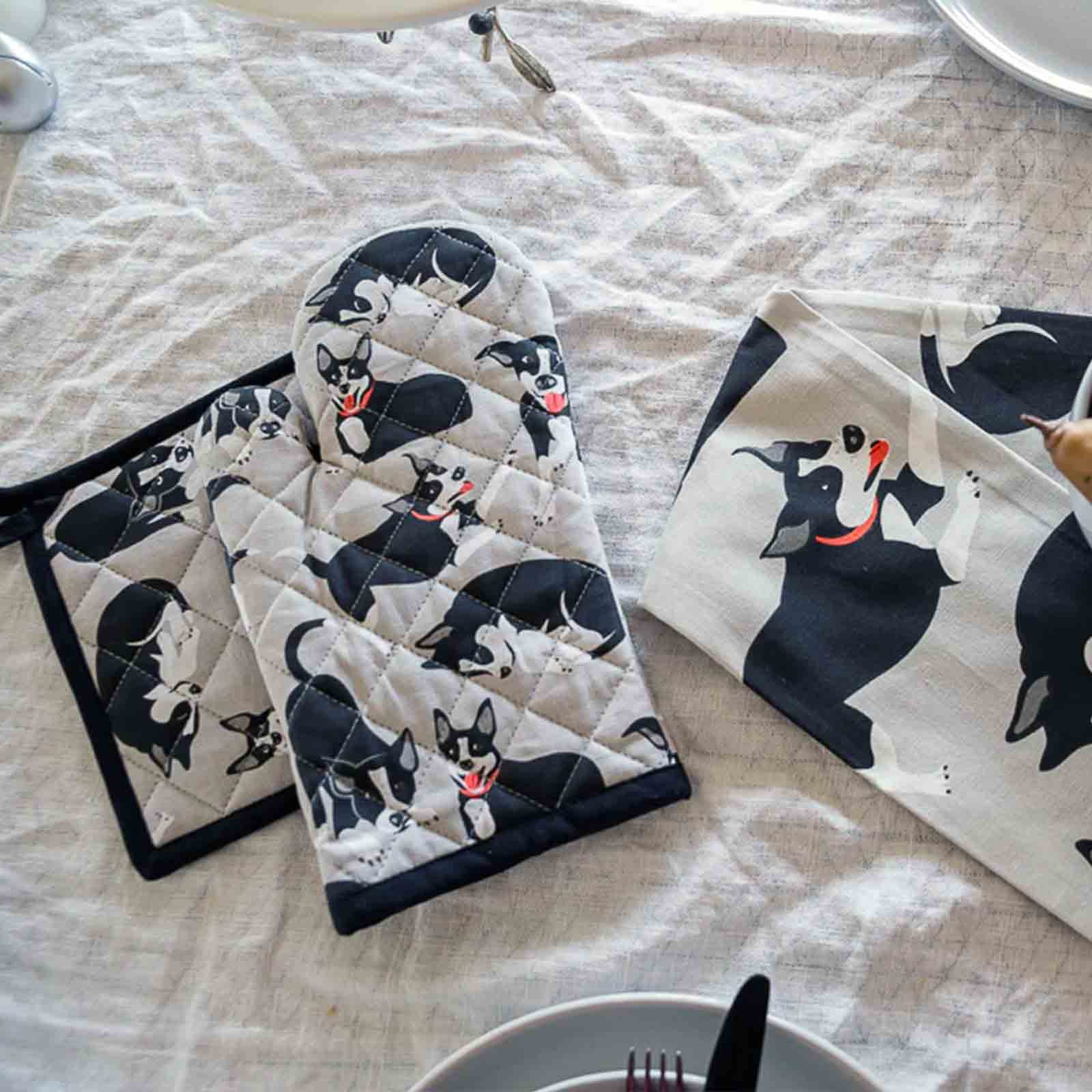 Farm Dogs 100% Cotton Oven Glove and Pot Holder