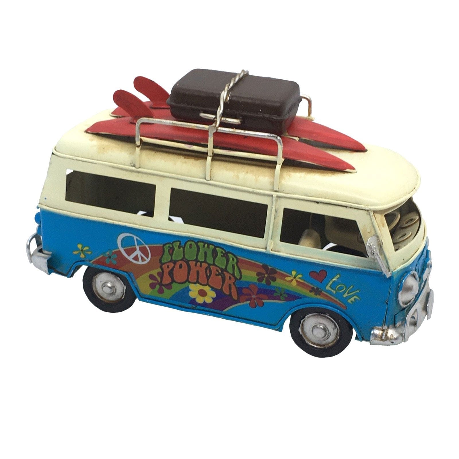 Blue Flower Power Kombi Van.