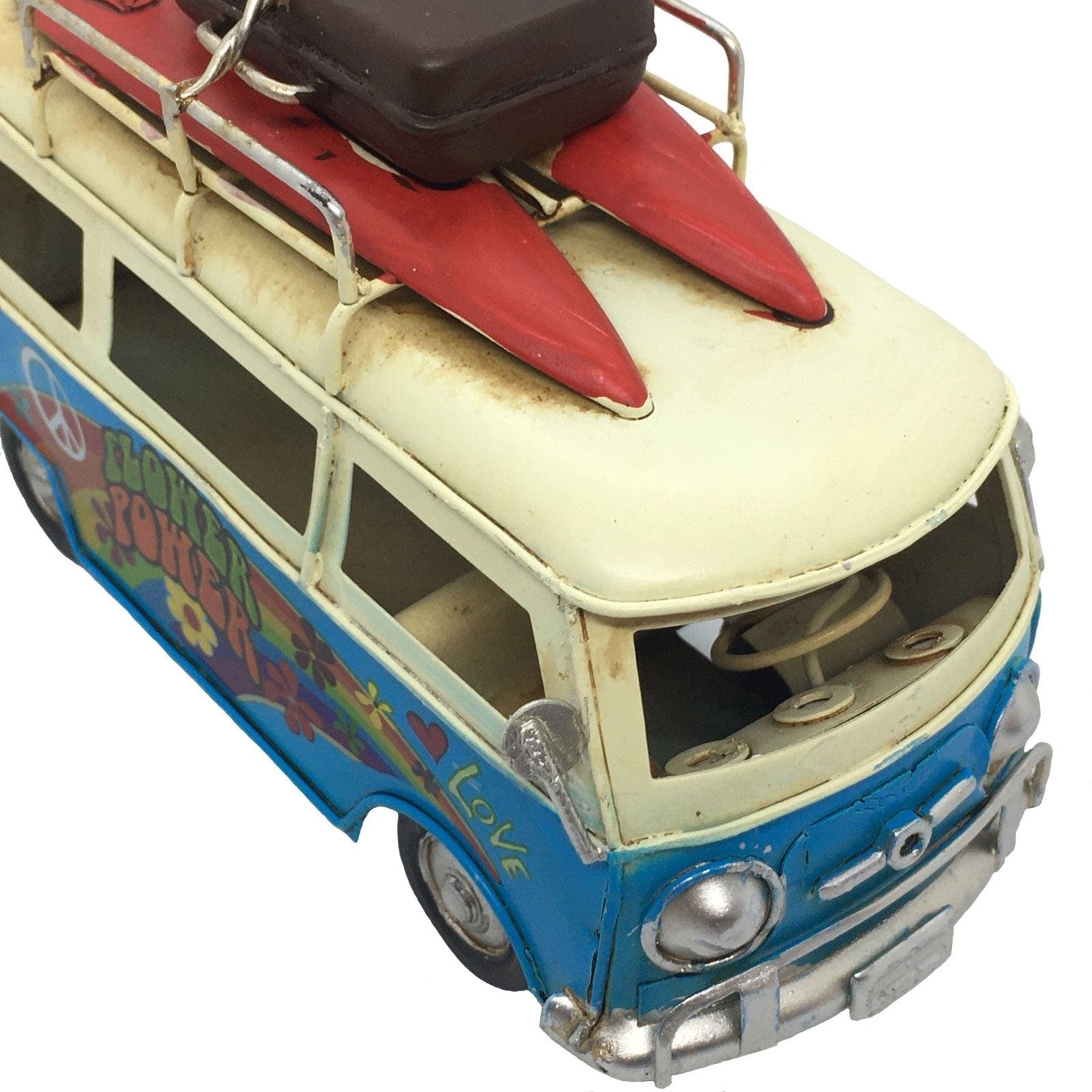 Blue Flower Power Kombi Van.