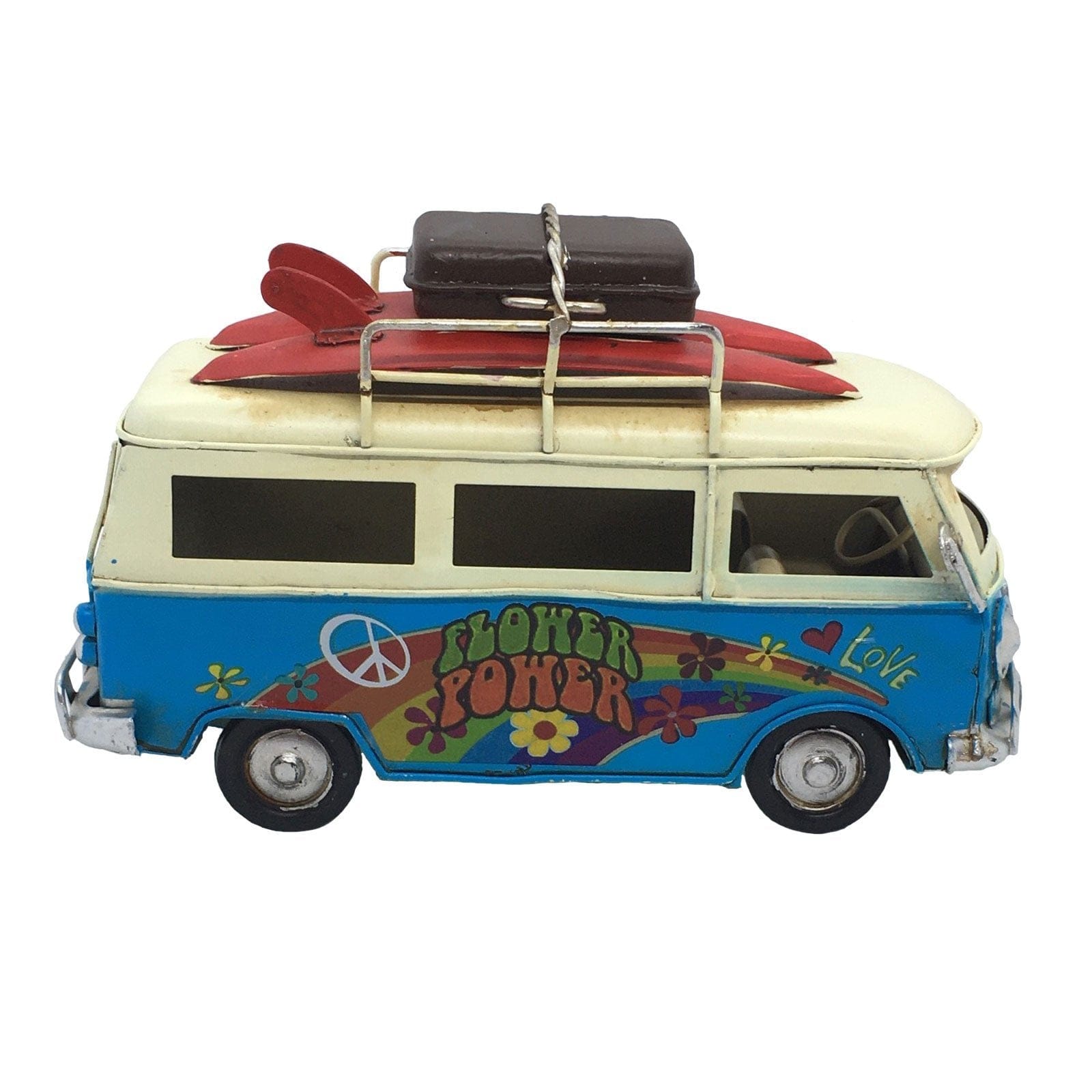 Blue Flower Power Kombi Van.