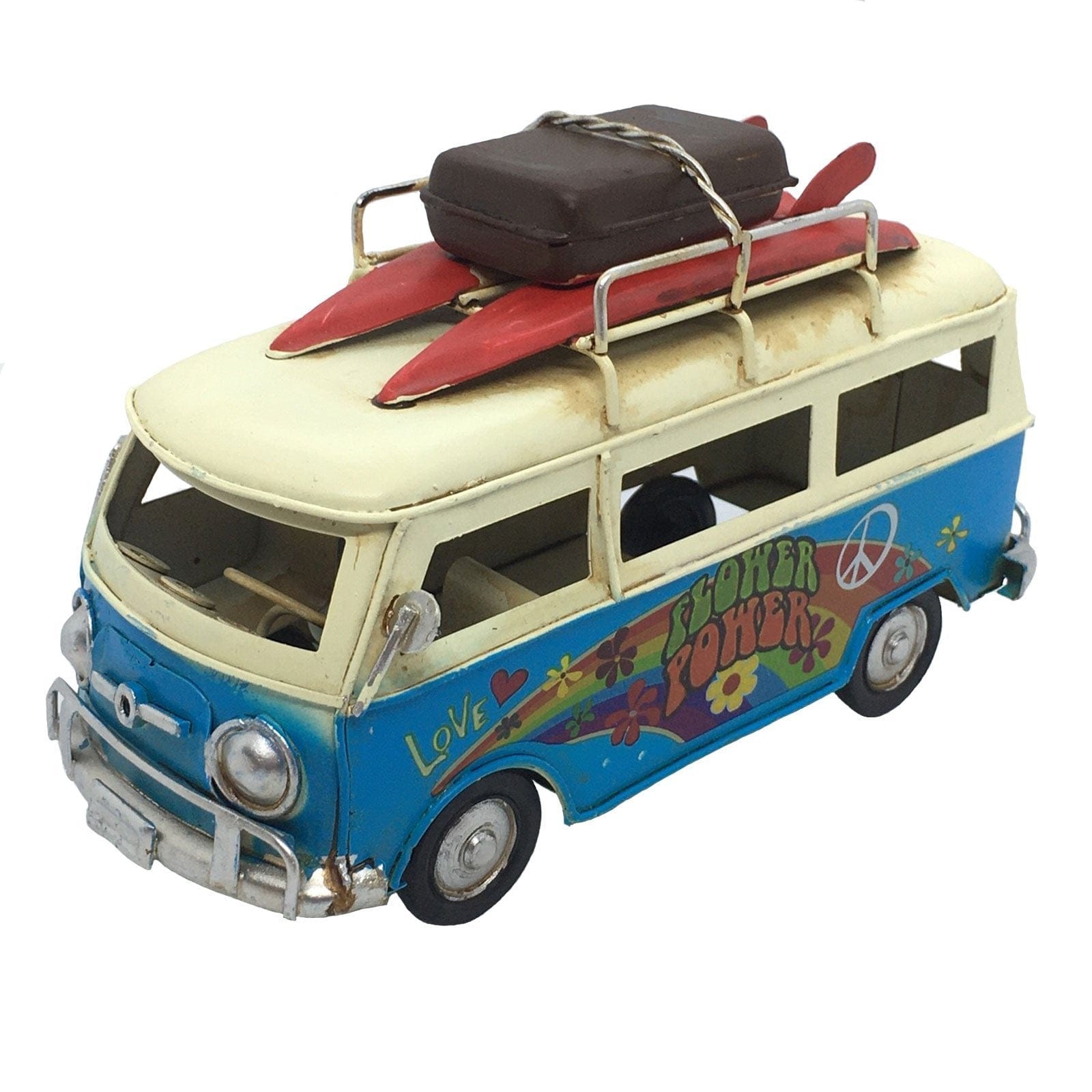 Blue Flower Power Kombi Van.