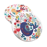 Folksy Birds Ceramic Coasters - Set of 4