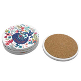 Folksy Birds Ceramic Coaster - Set of 4