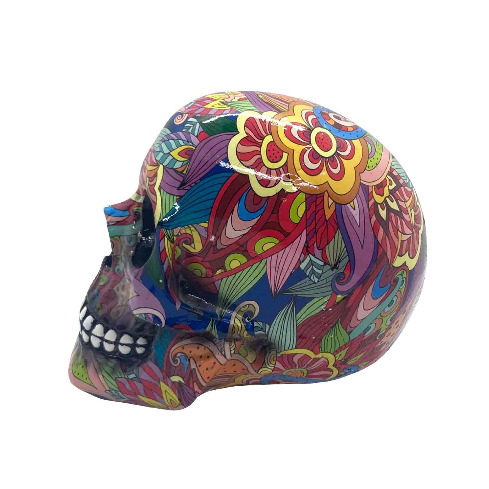 Large Groovy Art Resin Skull