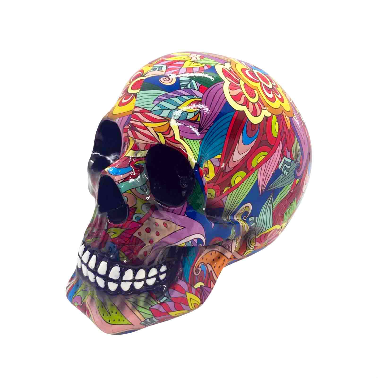 Large Groovy Art Resin Skull