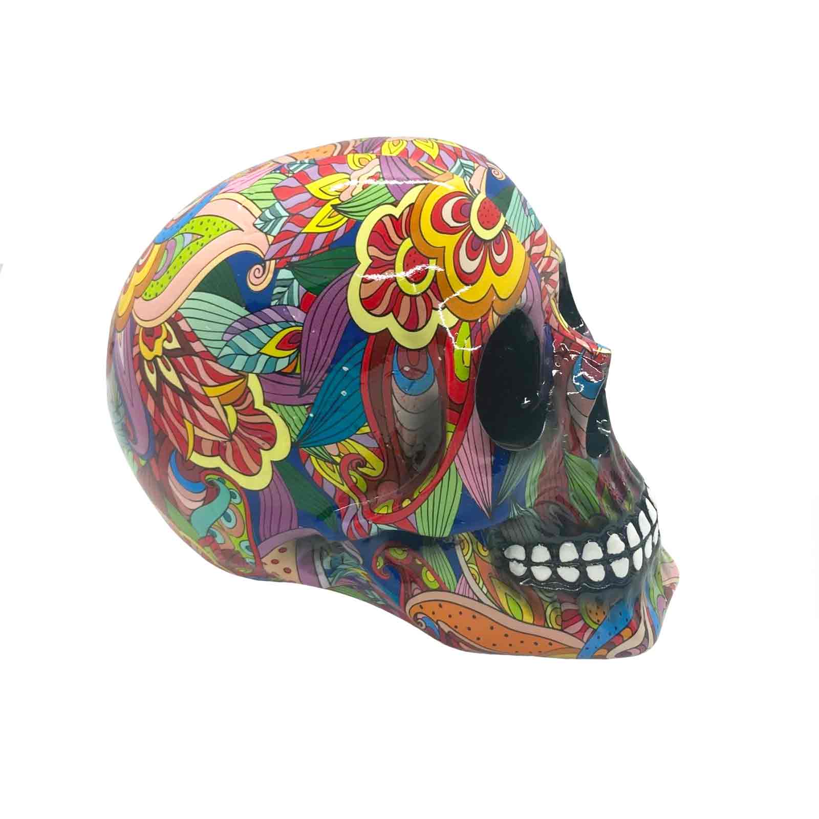 Large Groovy Art Resin Skull