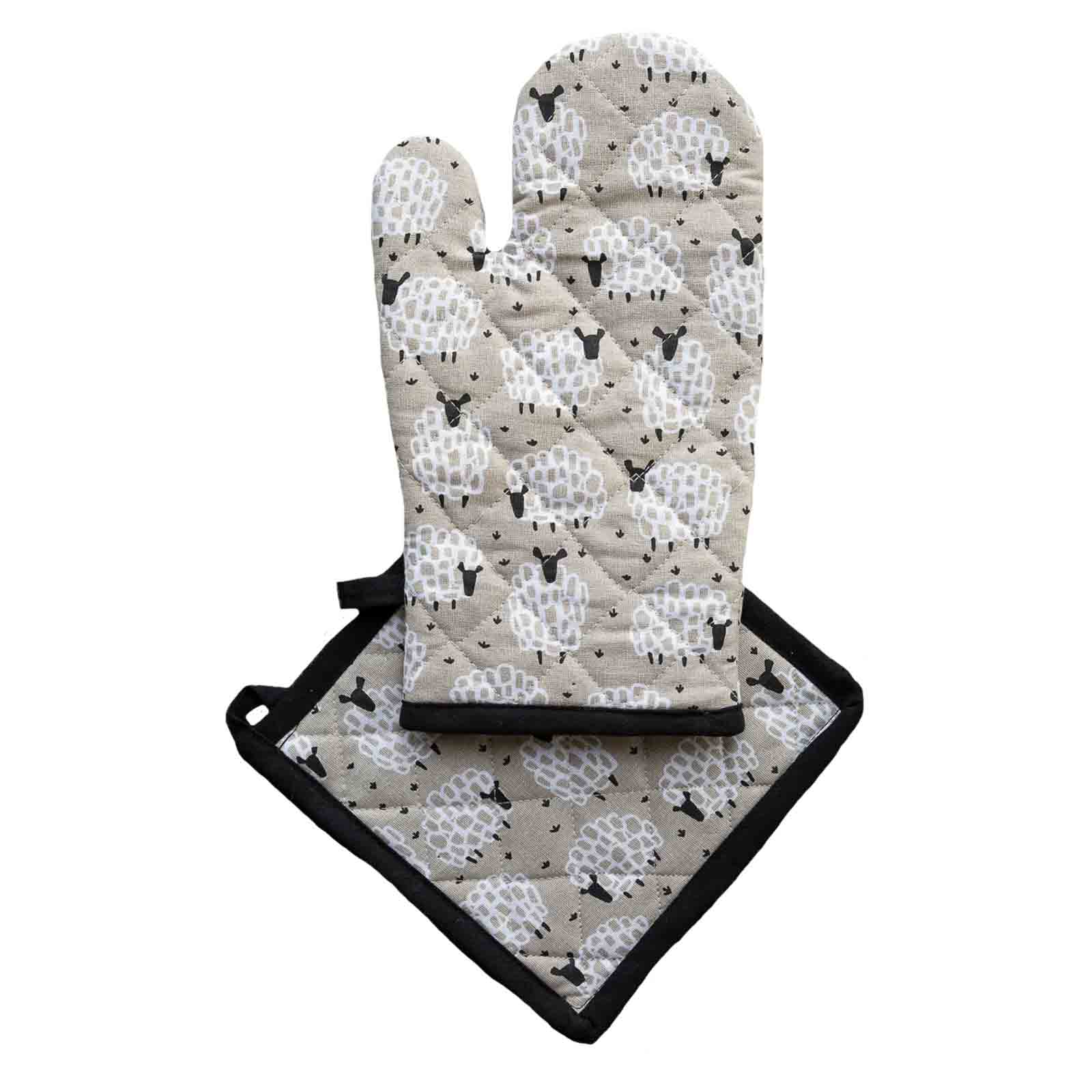 Grey Sheep 100% Cotton Oven Glove and Pot Holder