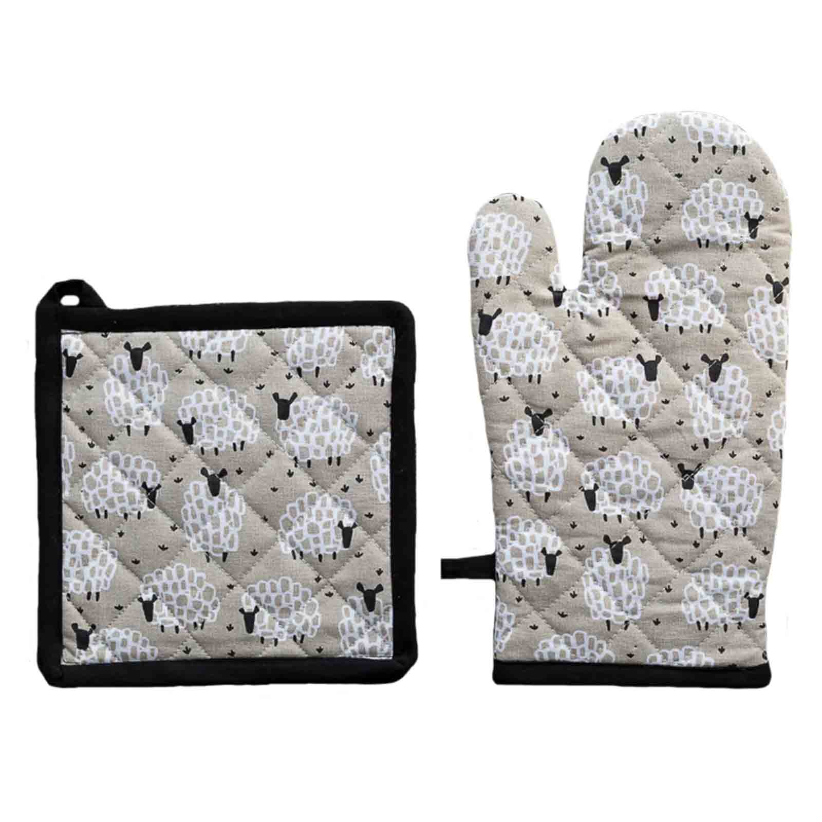 Grey Sheep 100% Cotton Oven Glove and Pot Holder