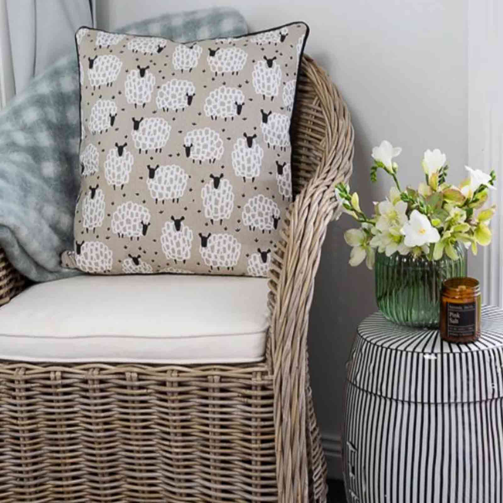 Grey Sheep Cotton Cushion with Insert