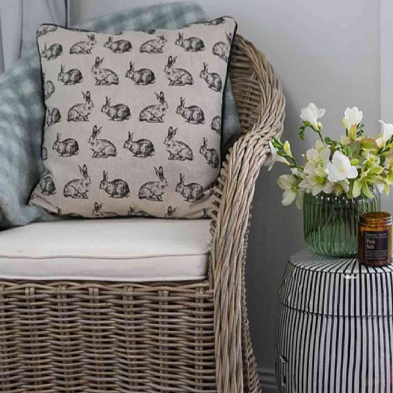 Hares Cotton Cushion with Insert