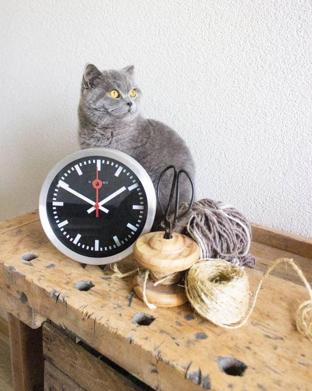 NeXtime 19cm Black Station Desk / Wall Clock.