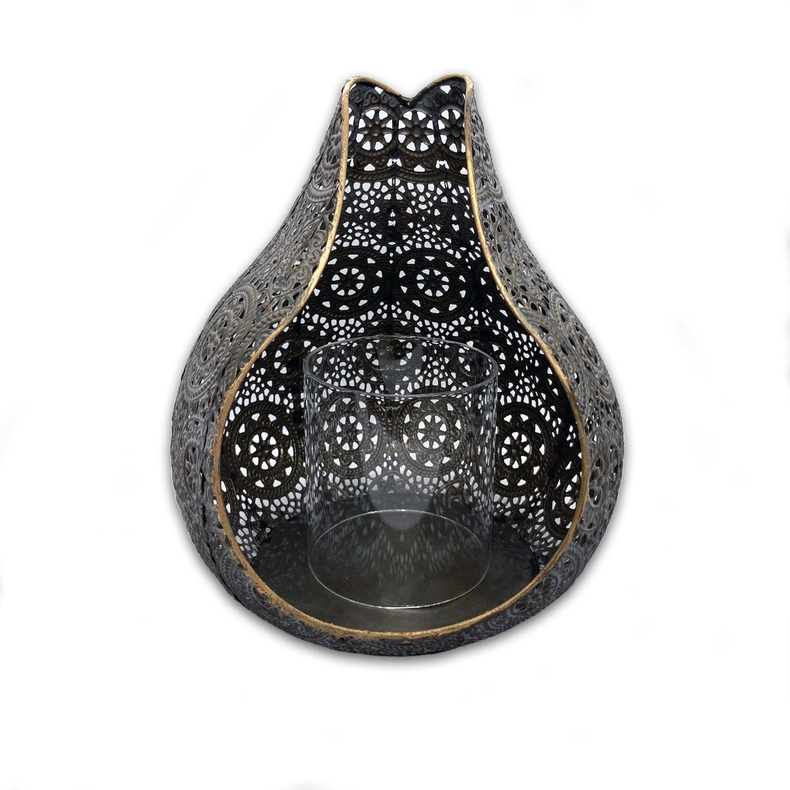 Front On - Large Filigree Metal Candle Holder