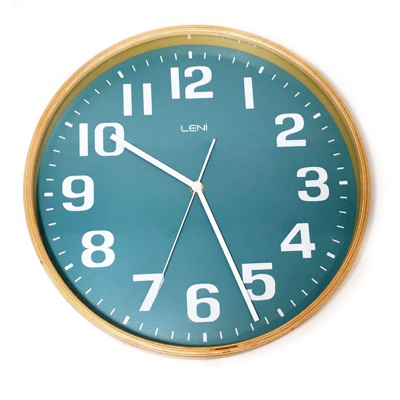28cm Leni Wood Wall Clock - Teal.