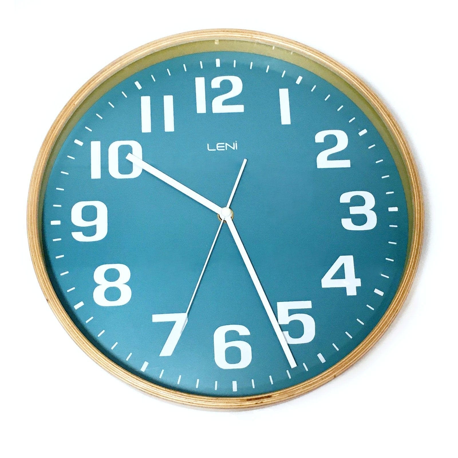 40cm Leni Wood Wall Clock - Teal.