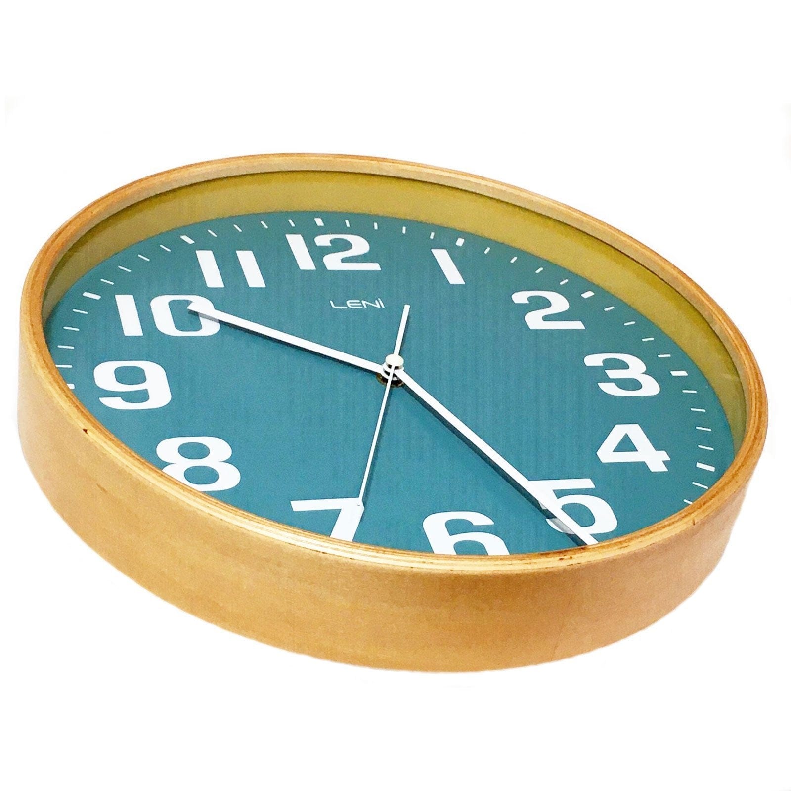 28cm Leni Wood Wall Clock - Teal.