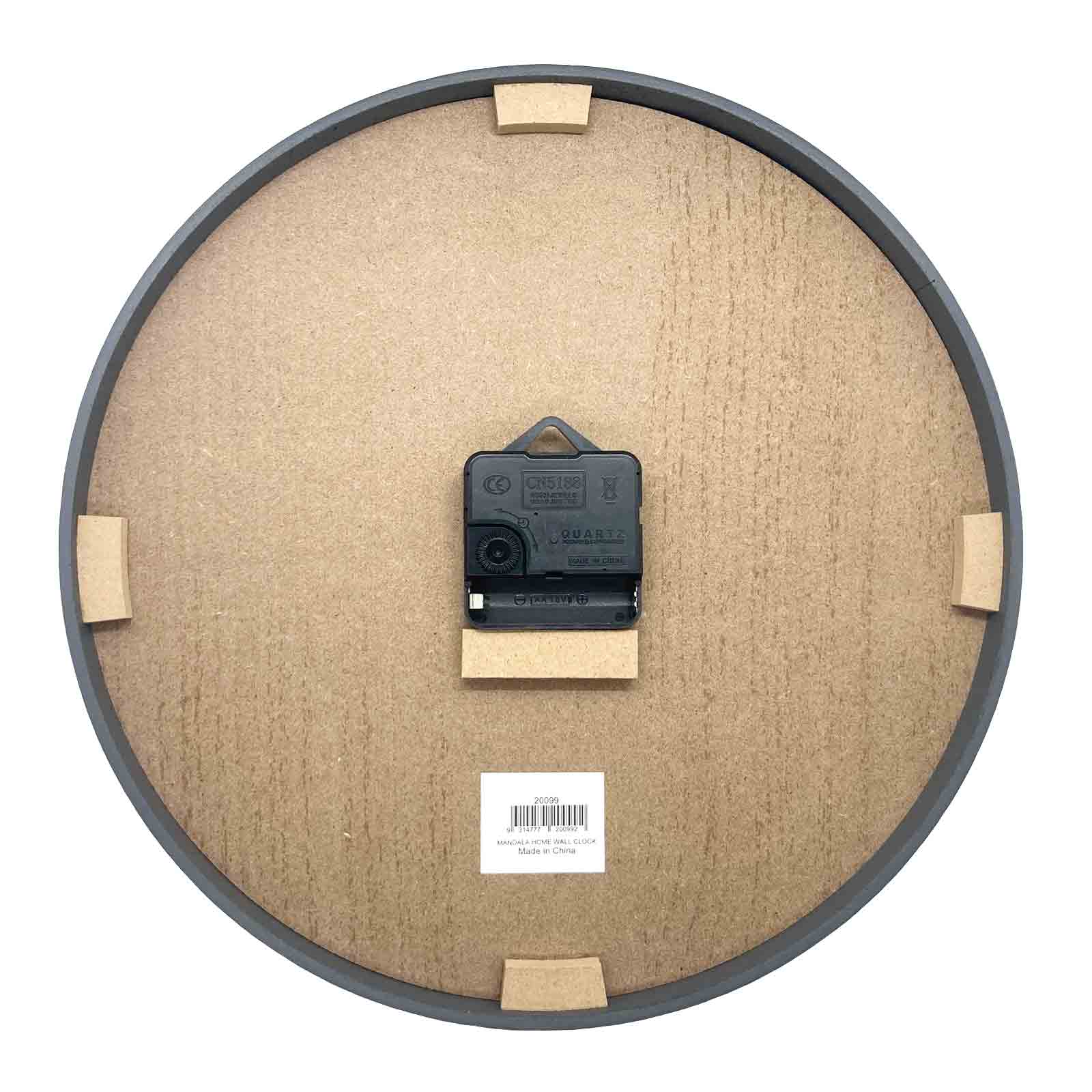 Mandala Home Wooden Wall Clock - Back of Clock